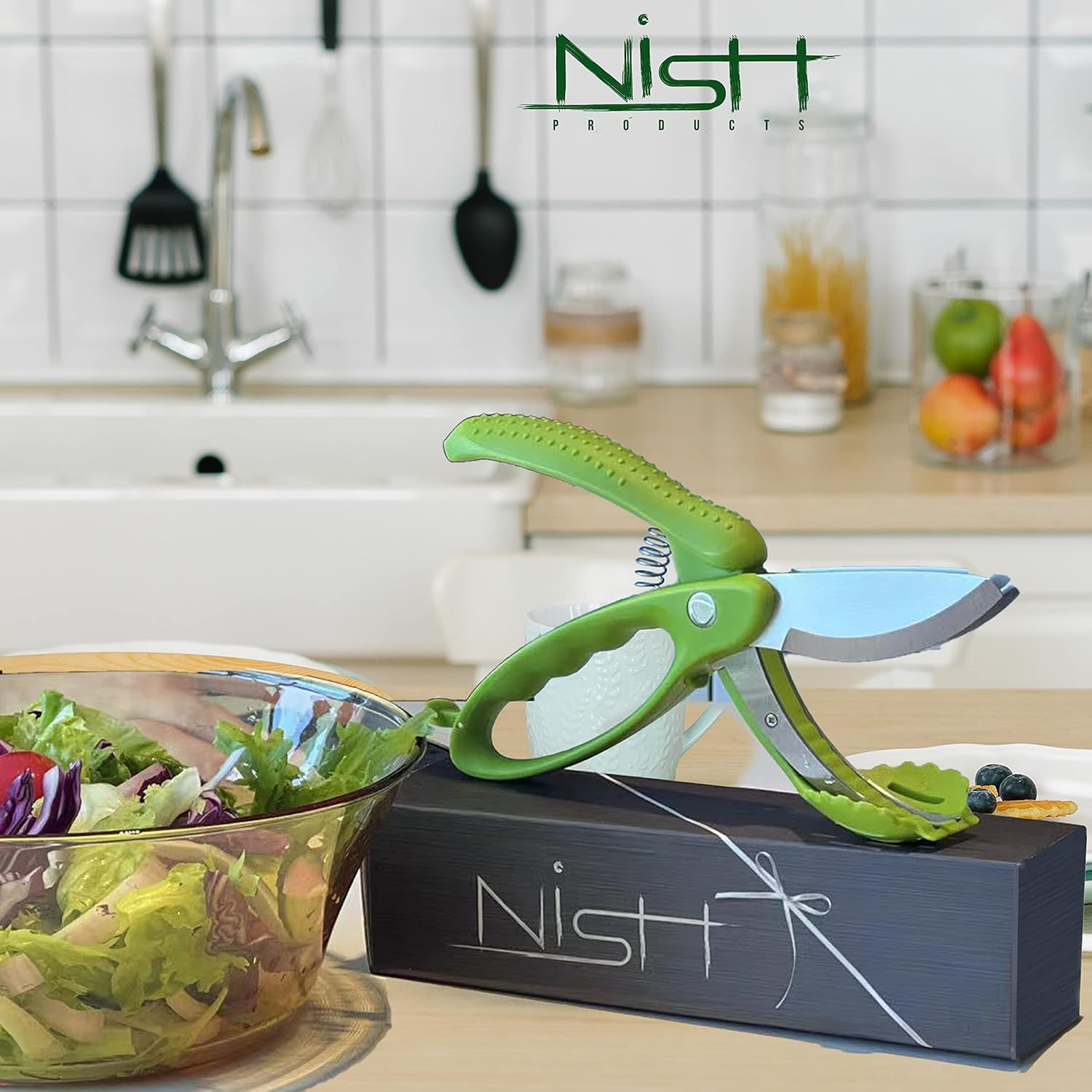 Upgraded Salad Scissor Salad Choppers Tossing and Chopping Heavy Duty Kitchen Salad Scissors Multifunction Double Blade Salad Cutting Tong Scissor Double Blade image number 5