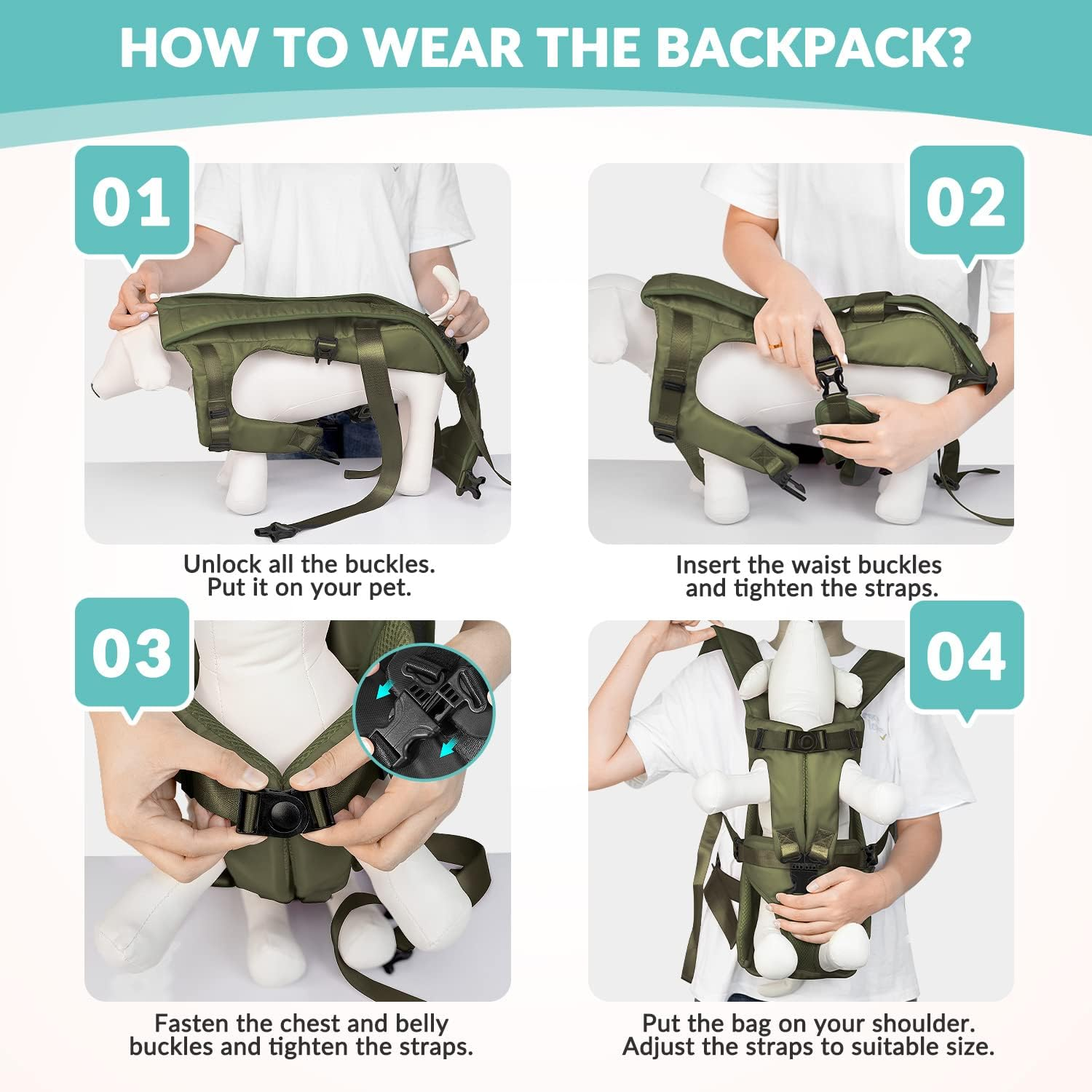 Slowton Dog Carrier Backpack, Adjustable Pet Dog Front Carrier, Legs Out & Easy-Fit & Breathable Dogs Safety Carrier Travel Bag for Puppy Small Medium Dogs for Camping Hiking Cycling image number 5