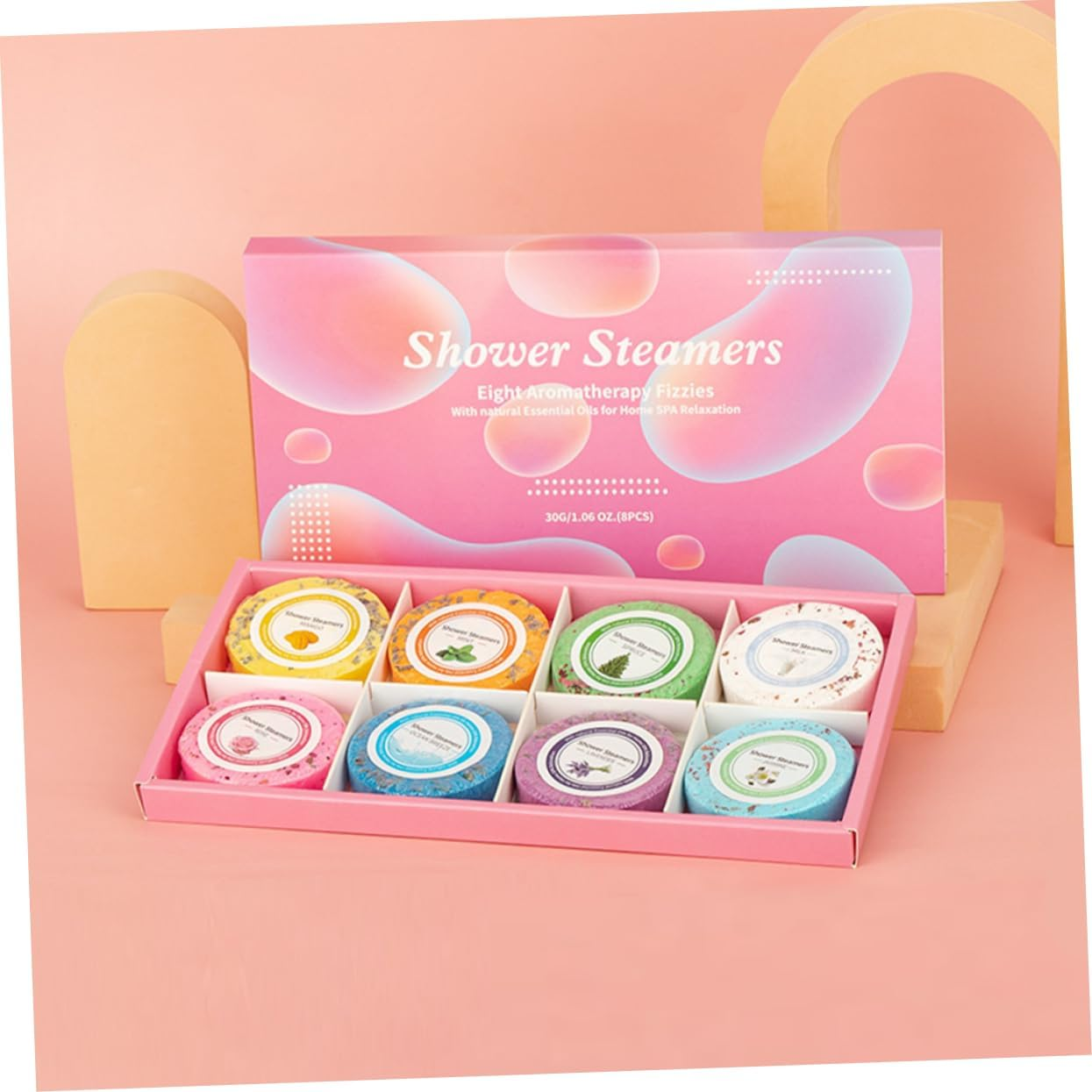 8Pcs Essential Oil Shower Tablets Dried Flowers Nourishing Skin Soothing Aroma Bath Salt Tablets for Home Bathing Self Care image number 2