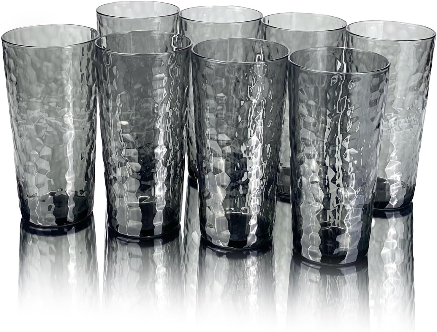 Yalin 24-Ounce Plastic Tumbler Acrylic Drinking Glasses, Reusable Plastic Cups, Stackable, Bpa-Free, Shatter Proof, Dishwasher Safe, Set of 8, Large, Clear, TG142