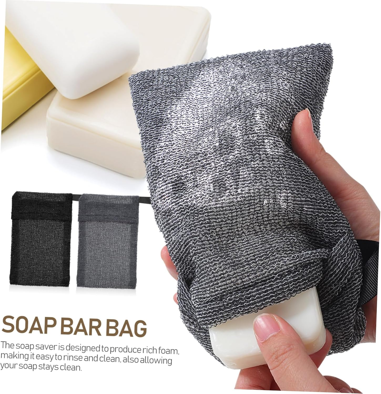 Healeved Soap Saver Soap Bar Container 4 Pcs 19X11.5Cm Nylon Foaming Bath Storage Pouch with Hanging Rope for Bathroom Use image number 1