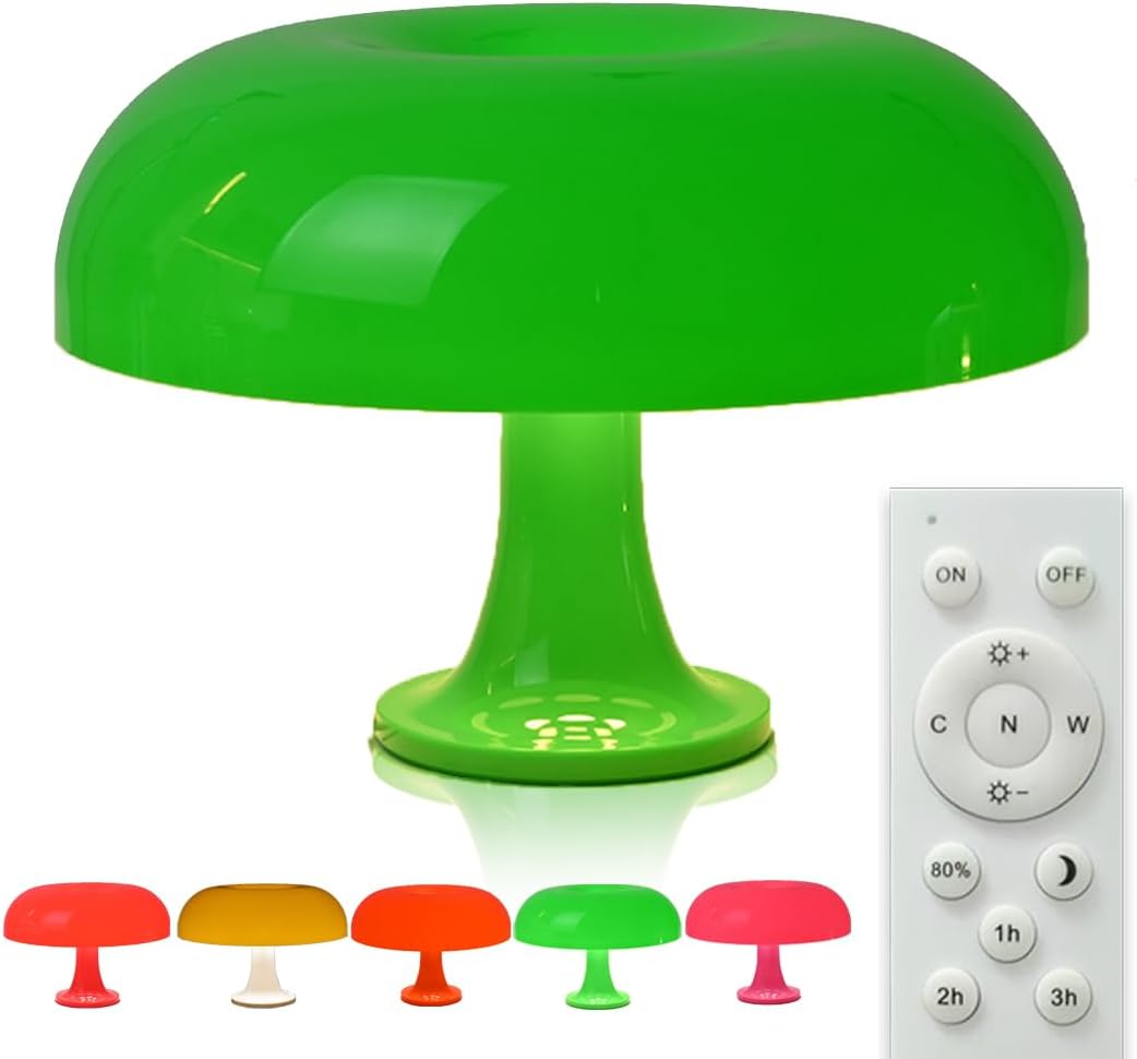Funky LED Mushroom Lamp (Green) | Cute Night Light | Remote Controlled and Dimmable | Retro Living Room Decor | Relaxing Ambience and Mood Lighting | Auto Timer | Living Room Home Decor Lighting image number 4
