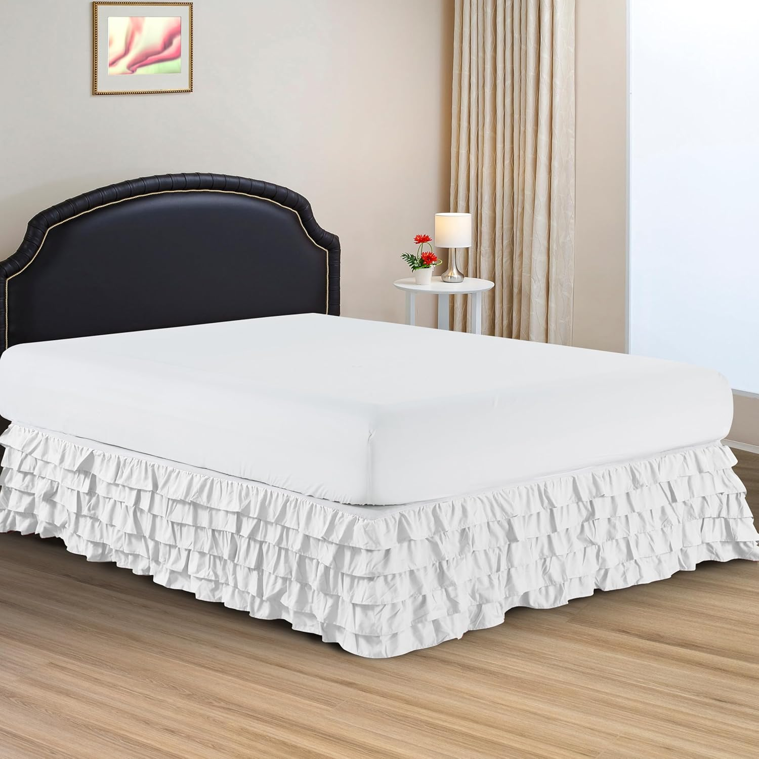 Elegant Comfort Luxurious Premium Quality 1500 Premier Wrinkle and Fade Resistant Hotel Quality Microfiber Multi-Ruffle Bed Skirt - 13Inch Drop, Twin, White image number 7