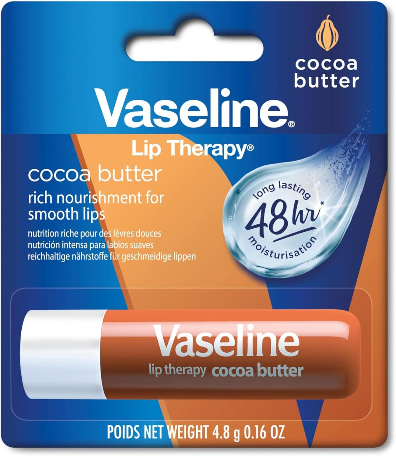 Vaseline Lip Therapy Moisturising Lip Balm Skin Protectant 4.8G Ideal for Soft, Glowing Lips Cocoa Butter Moisturiser Fast-Acting Nourishment with Petroleum Jelly and Rich Cocoa Butter. image number 6