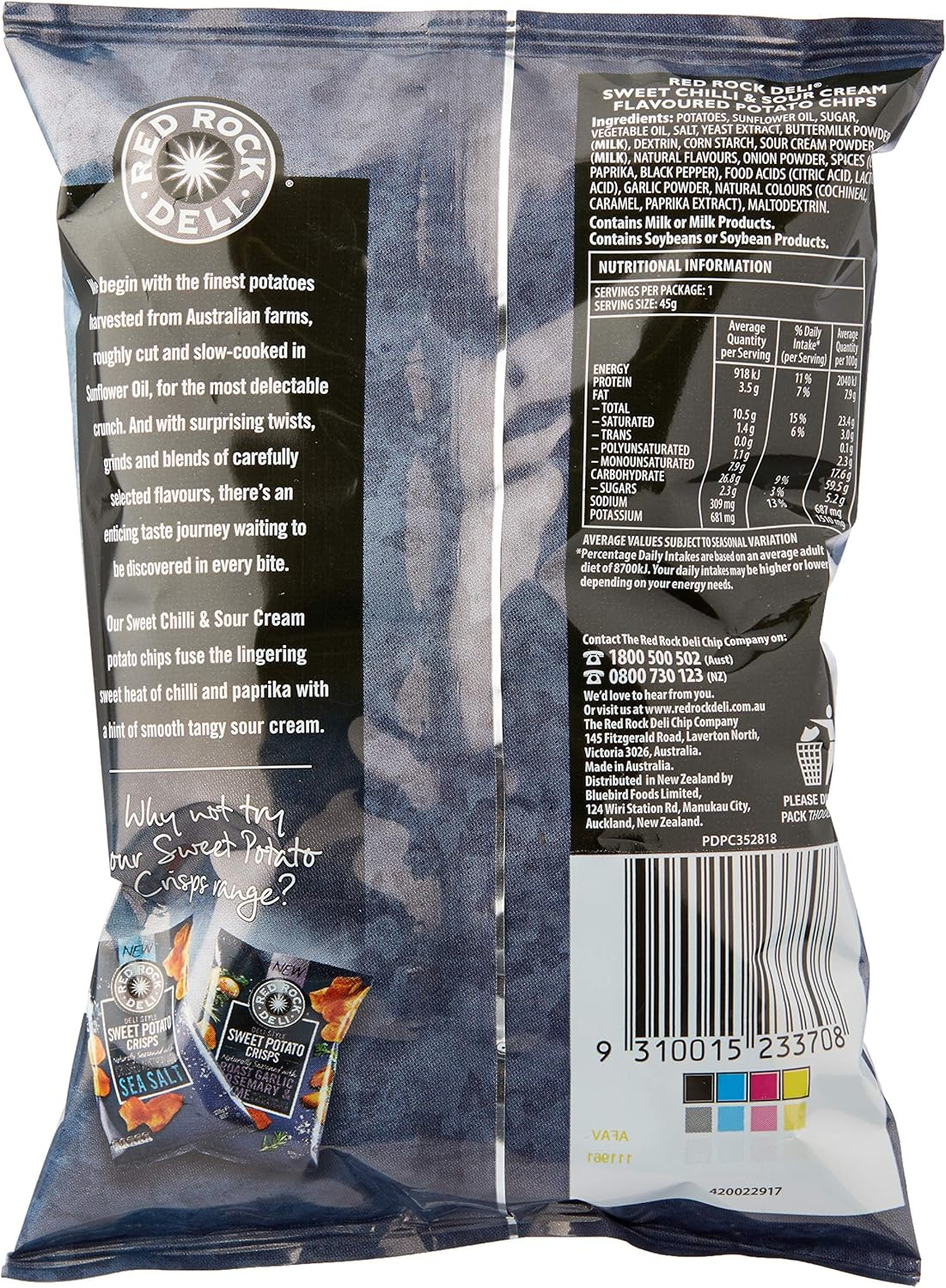 Red Rock Deli Sweet Chilli and Sour Cream Potato Chips 45 G (Pack of 18) image number 5