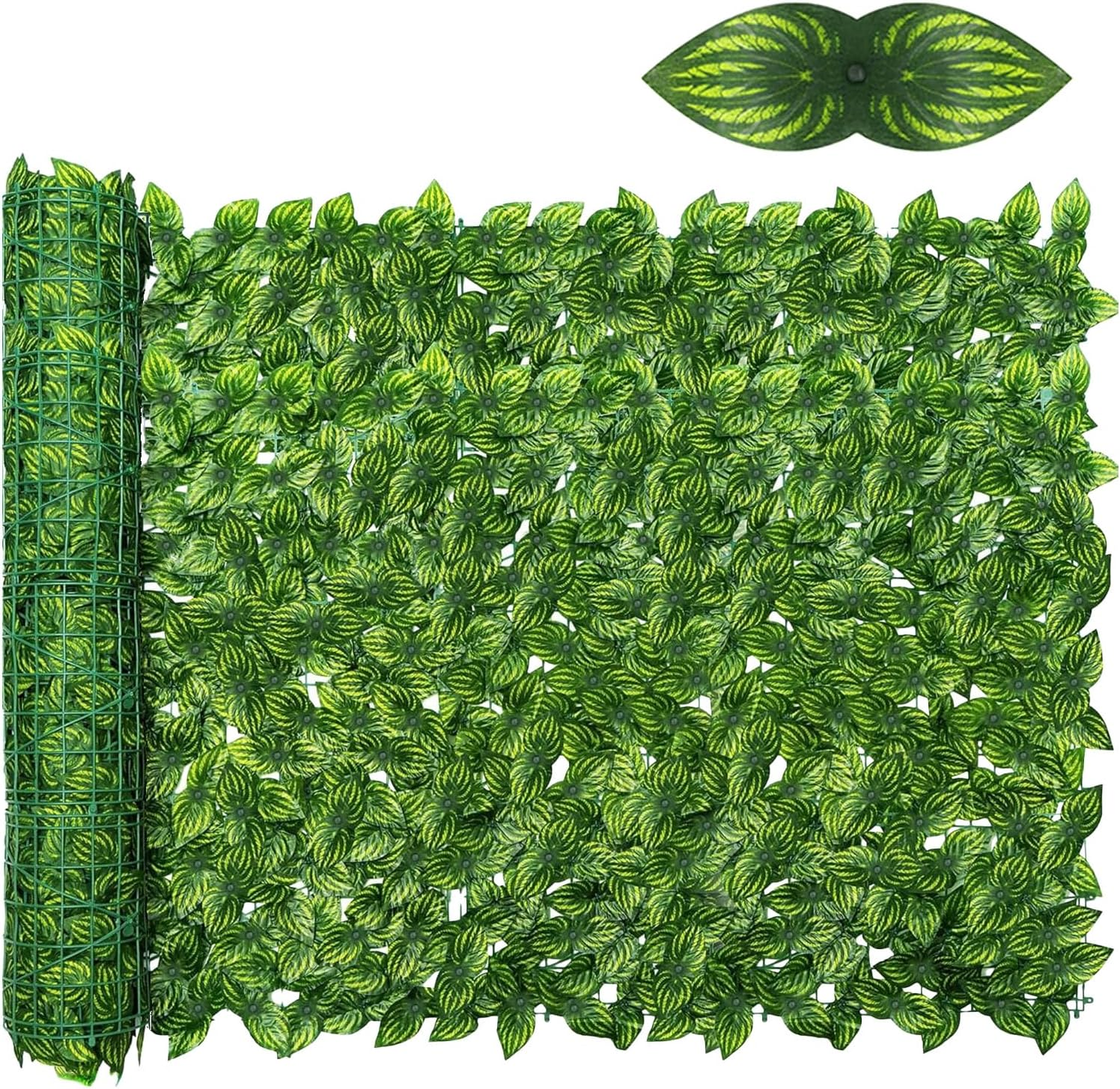 Artificial Ivy Privacy Fence Wall Screen,120X40 in Artificial Faux Ivy Hedge, Artificial Hedges Fence and Faux Ivy Vine Leaf Decoration for Outdoor Garden D&eacute;cor (Watermelon Leaves)