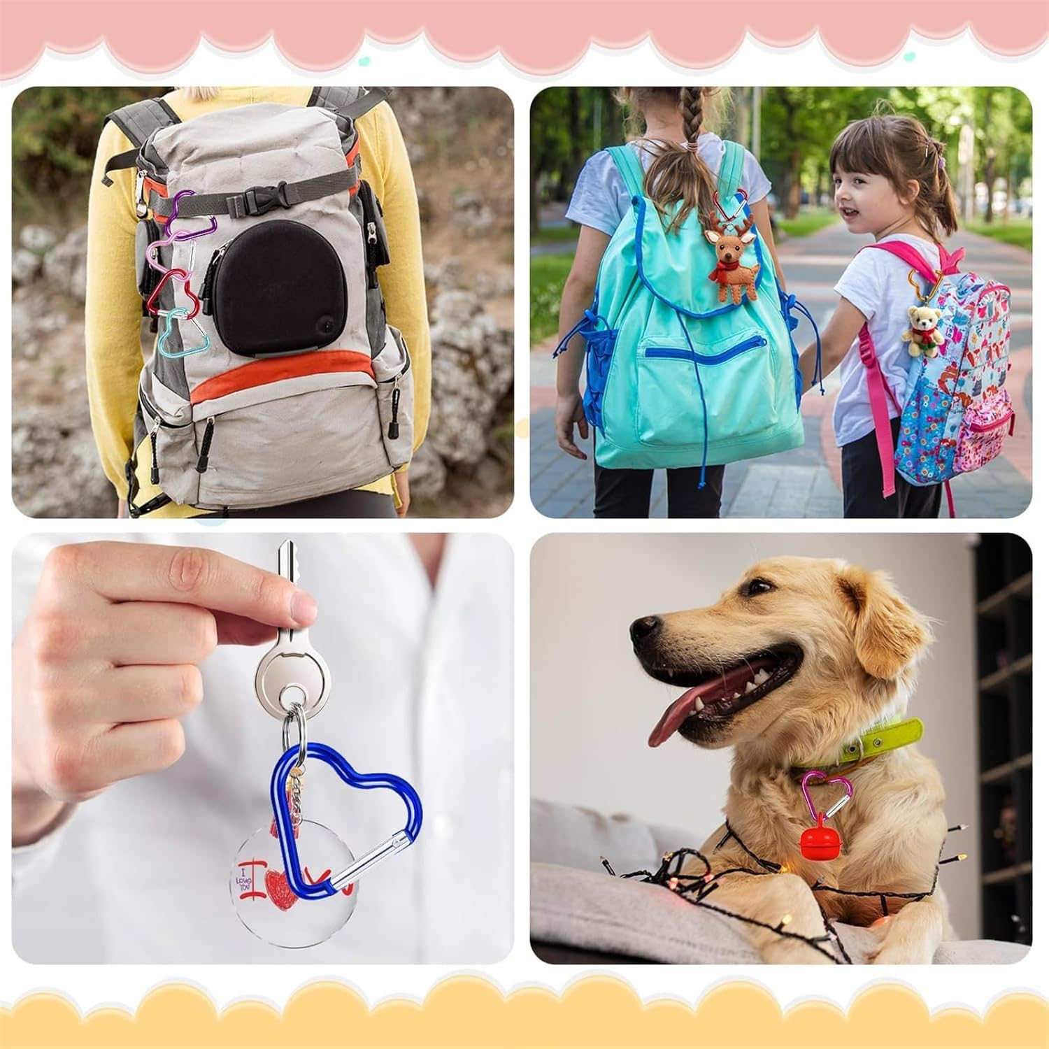 10 PCS Heart Shaped Keychain Carabiner Clips, Aluminum Heart Carabiner Spring Snap Hook Key Clip Connect Hooks for Keyring Belt Loop Water Bottle Backpack Hiking Camping image number 1