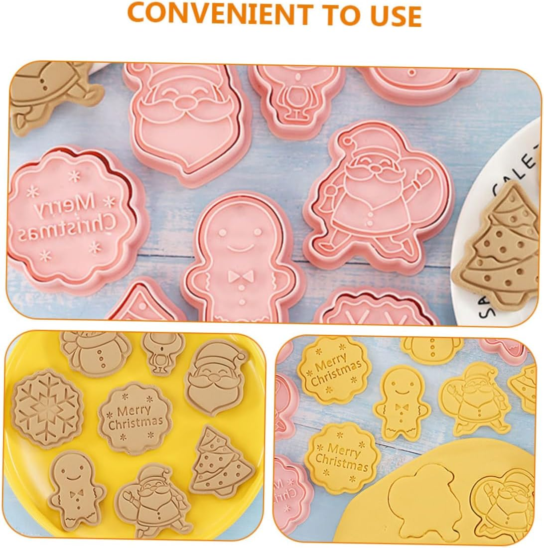 Christmas Cookie Molds Biscuit Mold 8Pcs Set Plastic DIY Baking Tools Household Kitchen Gadgets for Holiday Baking image number 3