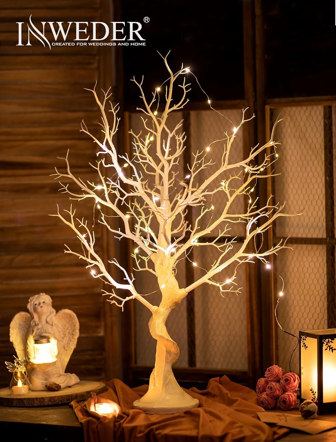 White Artificial Tree Branch Tree - 80 Cm High Christmas Tree for Table Decoration Tree Display Large Easter Tree Wishing Tree for Wedding Halloween Birthday Christmas Home Decoration image number 1