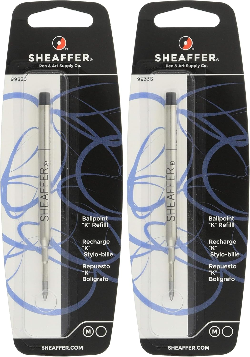 Sheaffer K Ballpoint Refill, Black Ink, Medium Point, Single Blister Card (99335) image number 1