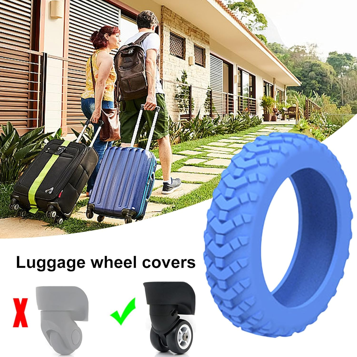 8Pcs Luggage Wheel Covers, Silicone Luggage Wheel Protector Covers, Reduce Noise Shock-Proof Luggage Spinner Wheel Covers image number 4
