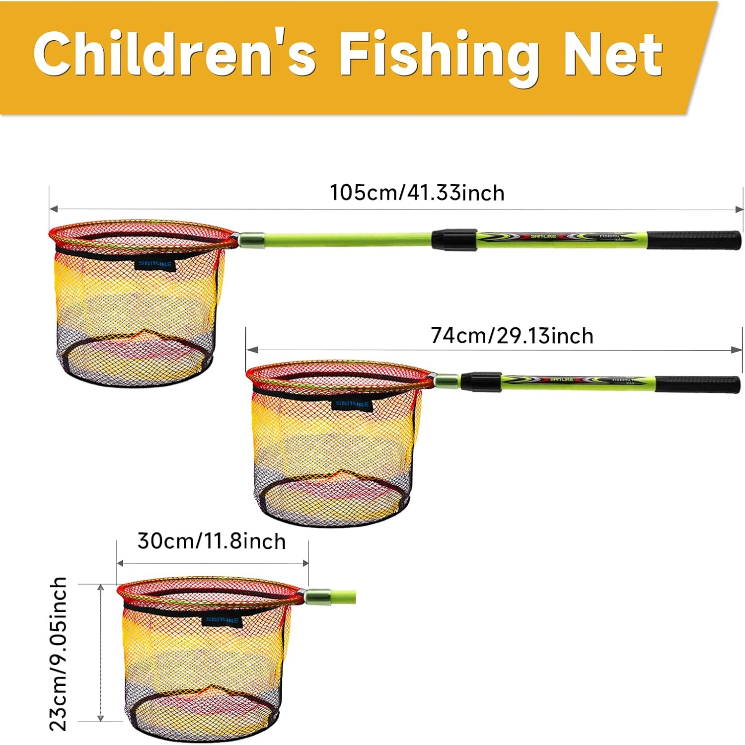Fishing Landing Net Children'S Fishing Net 40In with Telescopic Pole Handle Rubber Coated Nylon Mesh, Non-Slip EVA Grip for Freshwater or Saltwater image number 3