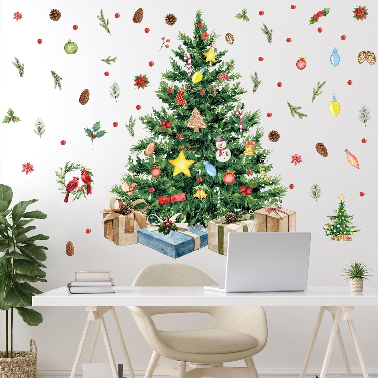 Spiareal Christmas Tree Wall Decals DIY Peel and Stick Stickers for Xmas Home Office Nursery Art image number 4