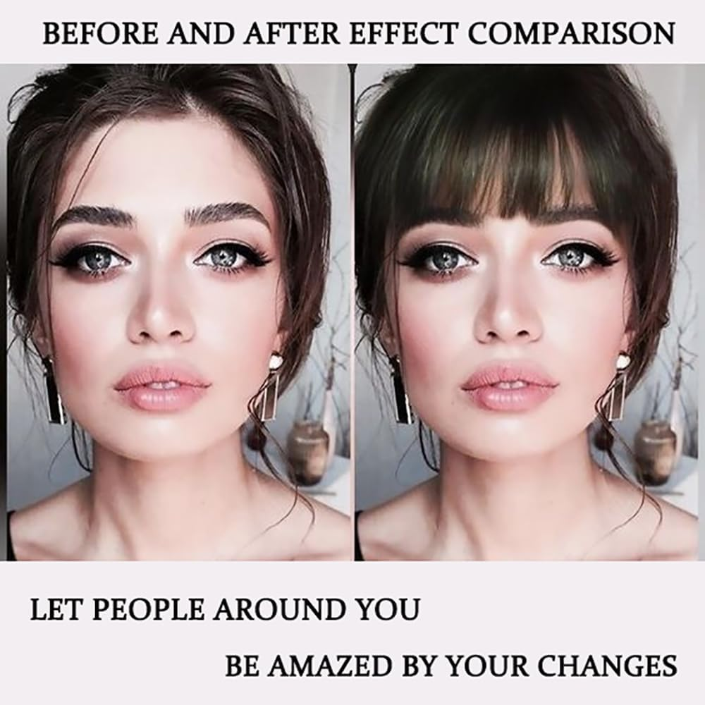 ORIGEN Real Human Hair Clip in Bangs, Brown Black, WIG, Straight, Strikes - Brown Black Coloir image number 5