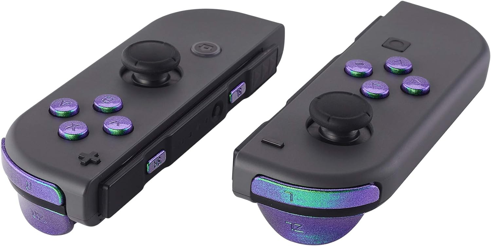 Extremerate Chrome Pink Glossy Replacement ABXY Direction Keys SR SL L R ZR ZL Trigger Buttons Springs, Full Set Buttons Fix Kits with Tools for Nintendo Switch Joy-Con - Joycon Shell NOT Included