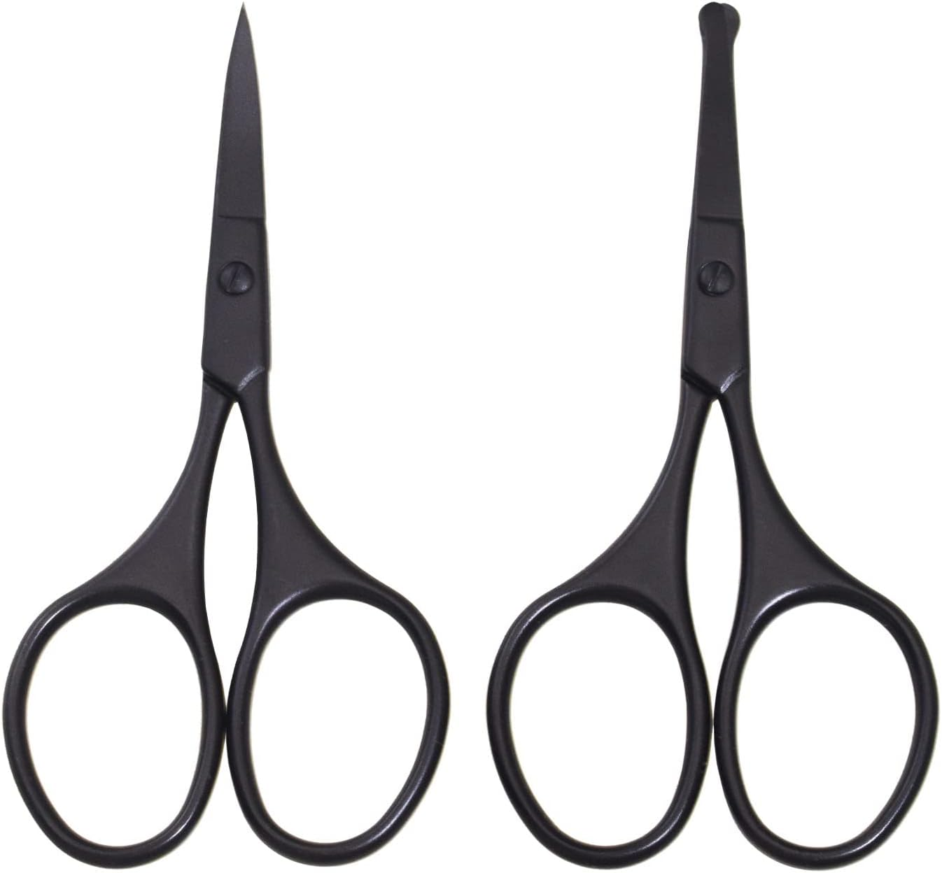 Multicolor Professional Grooming Scissors for Personal Care Facial Hair Removal and Ear Nose Eyebrow Trimming Stainless Steel Fine Straight Tip Scissors 3.9 Inch (Black Curved D)