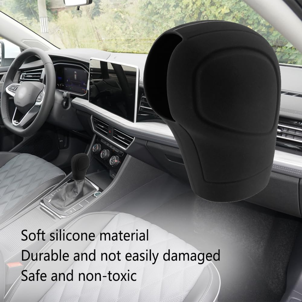 2PCS Car Gear Shift Cover - Silicone Auto Gear Shift Knob Cover - Preventing Automatic Shifter Knobs Aging - Universal Car Interior Decor Accessories for Women or Man (Black) image number 1