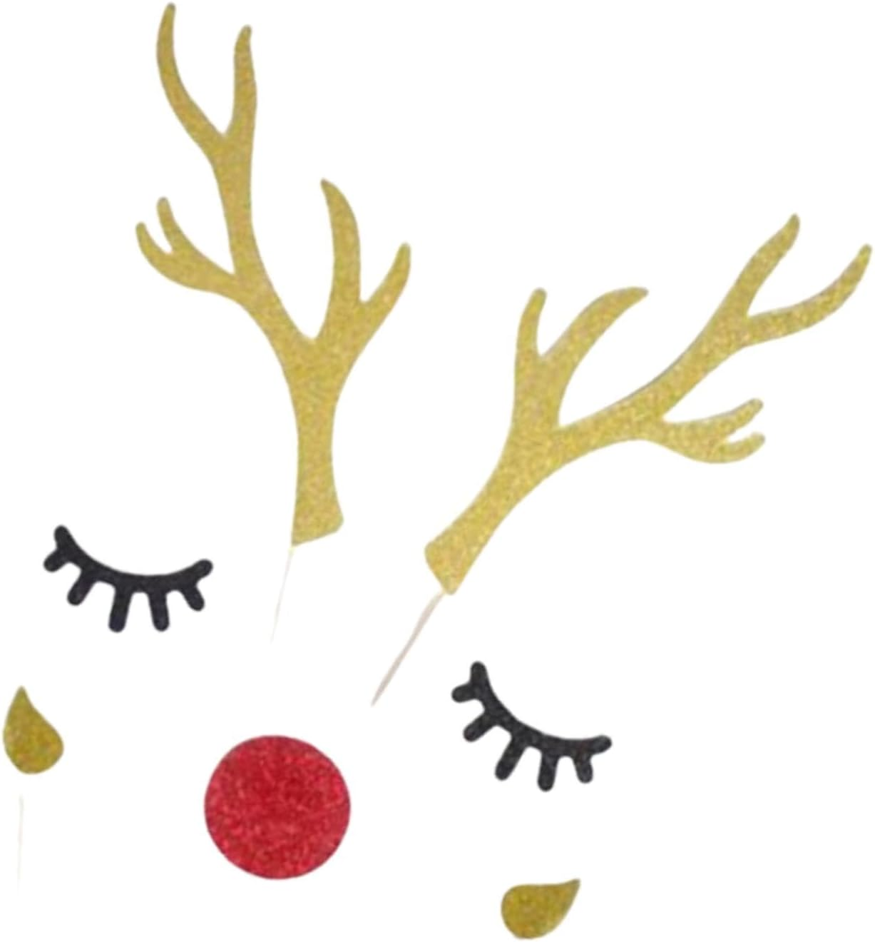 Cake Topper Cards | Cake Decoration Deer Antler Bunny Ears Cake Topper,Festive Cake Dessert Toppers Cake Decorating Supplies for Birthday Christmas image number 5