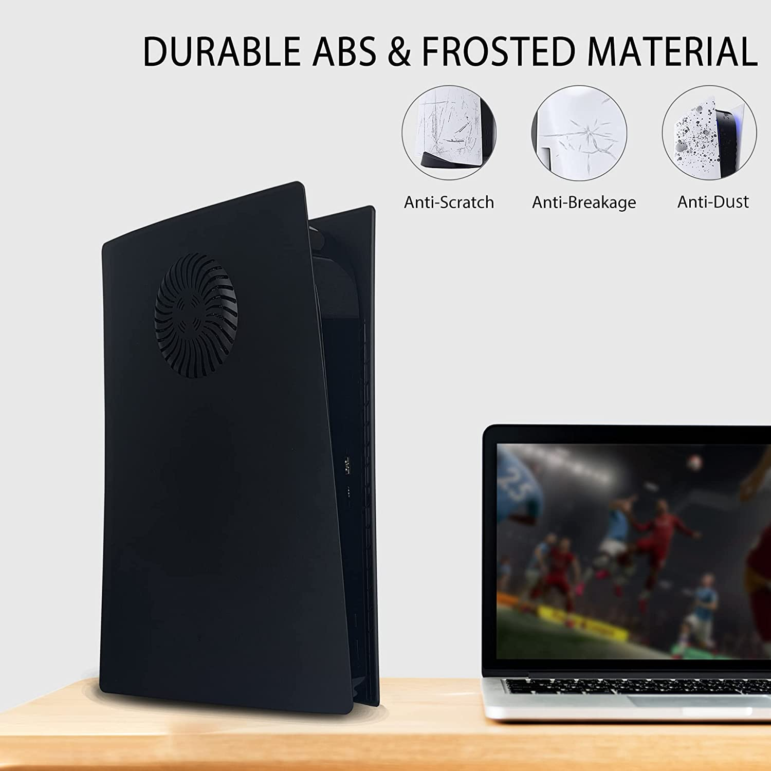 PS5 Faceplate with Cooling Vents and Dust Filter for Digital Edition DOBEWINGDELOU PS5 Face Plate Console Cover Replacement Side Plate Shell Dustproof Accessories ABS Case Black image number 5