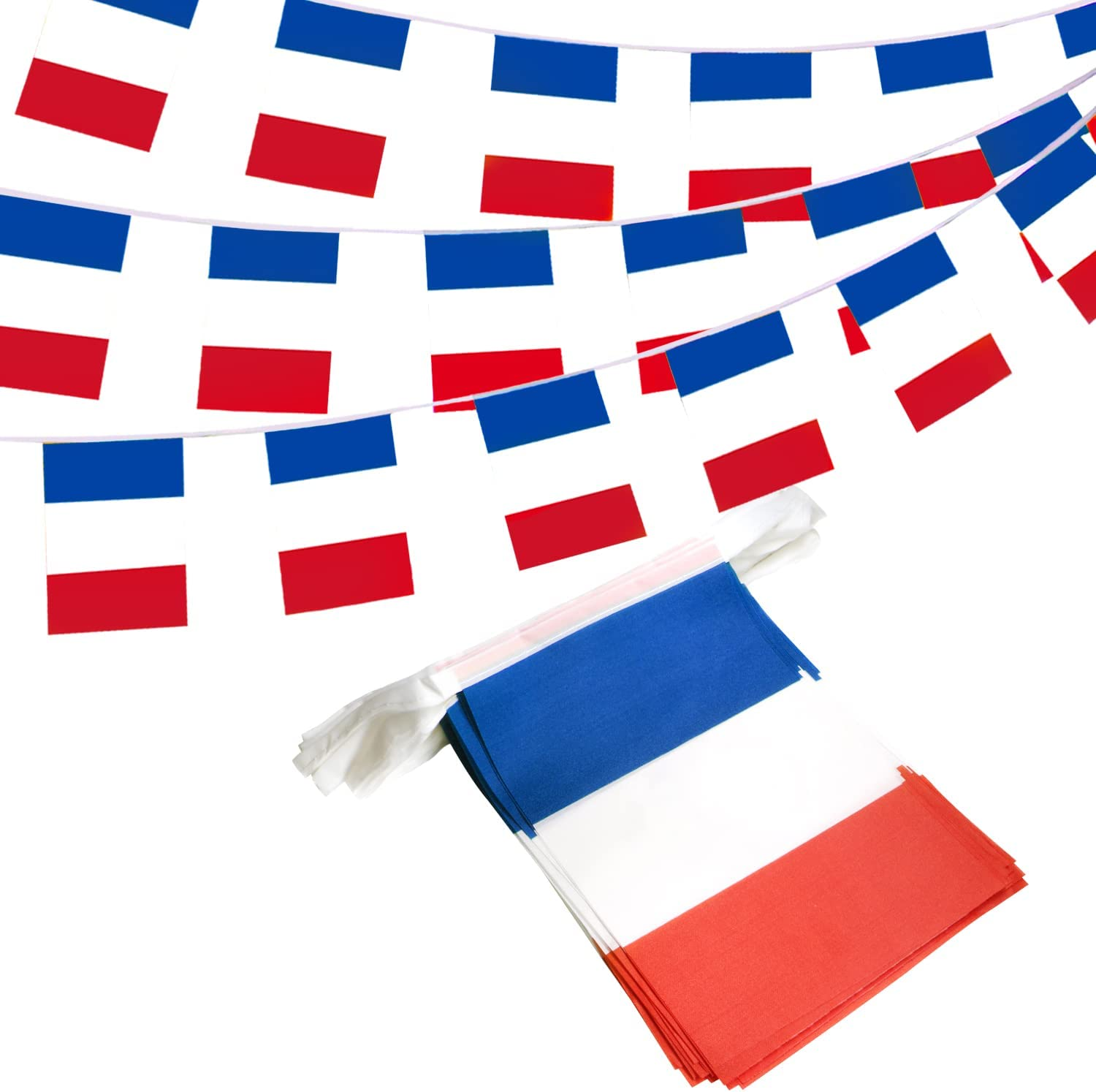 Anley France String Flag Pennant Banners, Patriotic Events 14Th of July French Bastille Day Decoration Sports Bars - 33 Feet 38 Flags