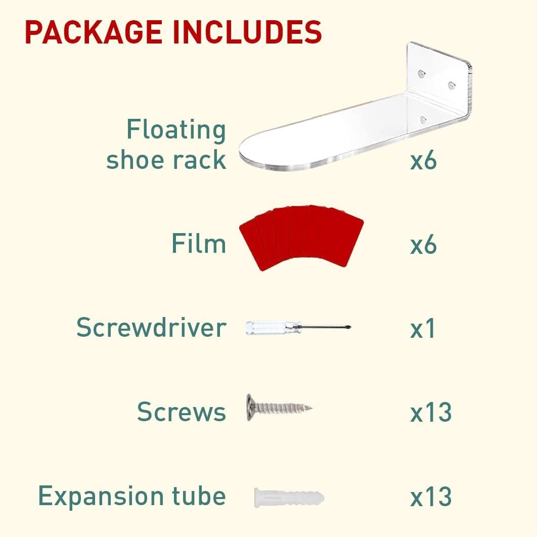 Floating Shoe Rack,Acrylic Clear Wall Mounted Shoe Display Shelf,Display Shoe&Sneaker Collectible Mini Shoe Rack for Gaming Room Room Decor for Men (12) image number 1