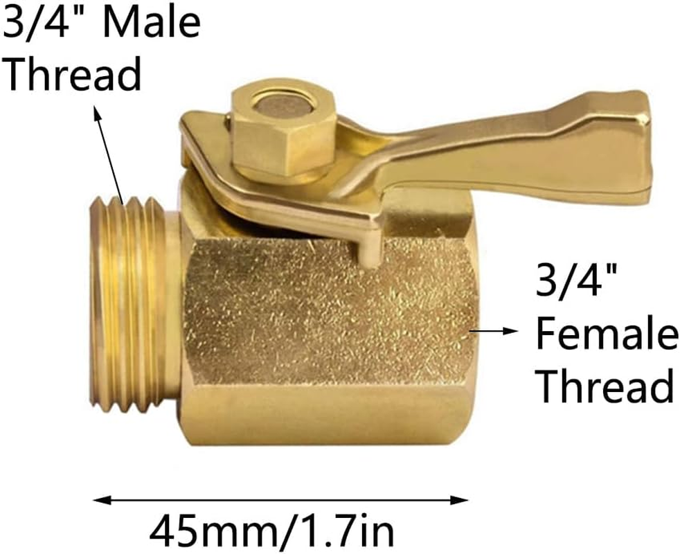 2PCS Garden Hose Shut off Valve, 3/4 Inch Heavy Duty Brass Shut off Valve, Garden Hose Connector for Fits Most Hose Sizes image number 5