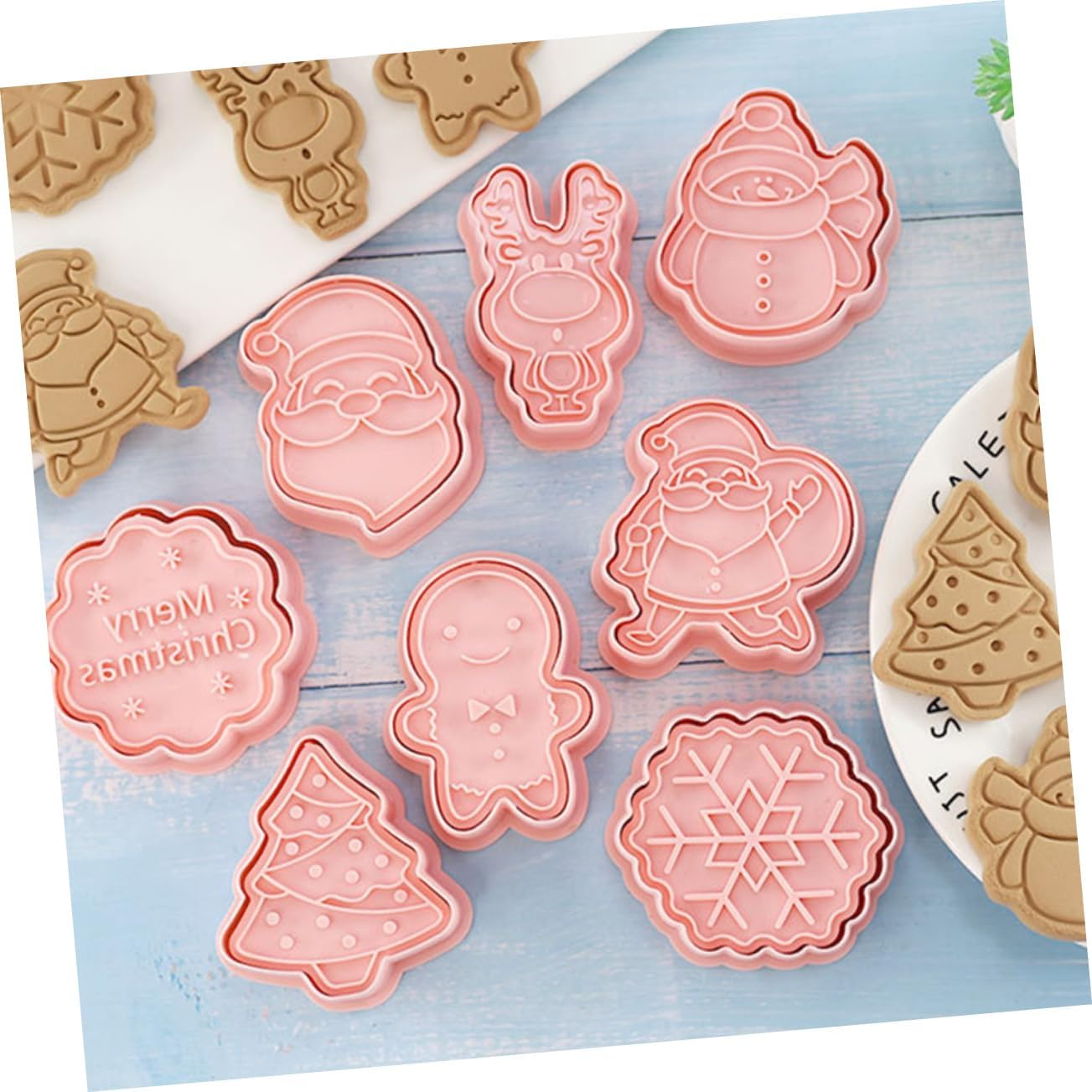 Christmas Cookie Molds Biscuit Mold 8Pcs Set Plastic DIY Baking Tools Household Kitchen Gadgets for Holiday Baking image number 4