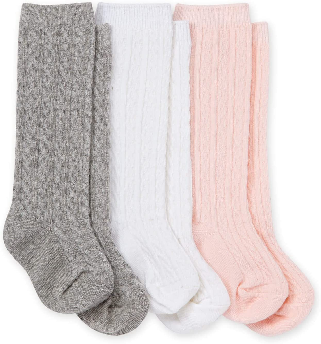 Burt'S Bees Baby Baby Girls' Set of 3 Cable Knit Knee-High Organic Cotton Stockings Socks image number 3