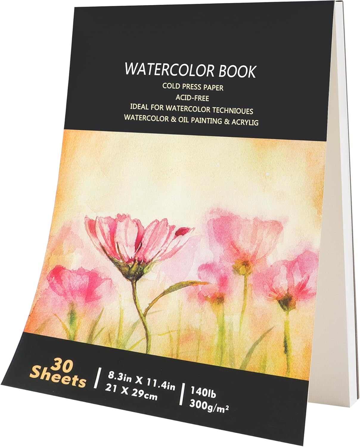 JUNART A4 Watercolour Paper Pad,Good Pigment Dispersion and Colour Adhesion Sketchbook,Perfect for Adults & Kids Indoor and Outdoor Creations,Travel-Friendly(House)