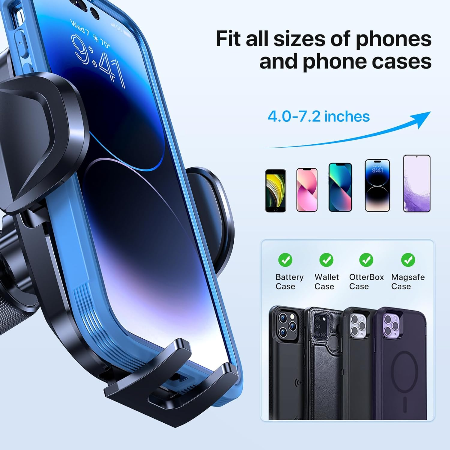 【2025 Newest】 Miracase Car Phone Holder 【4-In-1】 Car Phone Mount for Dashboard & Air Vent & Windshield & Desk, Universal Mobile Phone Holder for Car for Iphone 15 Pro Max 14 13 XR XS Samsung and More image number 5