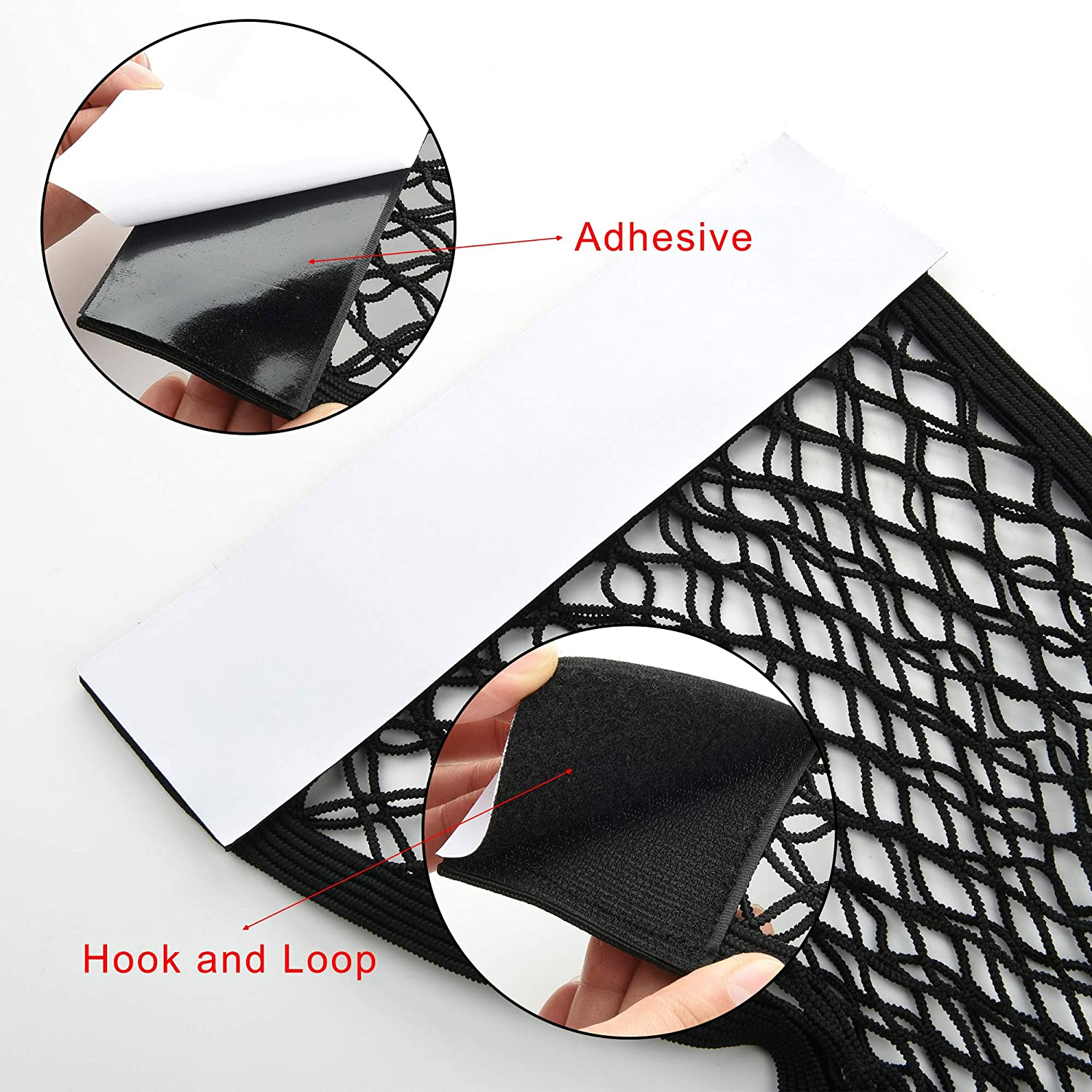 Cosmos Universal Mesh Cargo Net Wall Sticker Organizer Pouch Bag Storage Mesh Net for Car Trunk, Pack of 2 with Tape Stickers