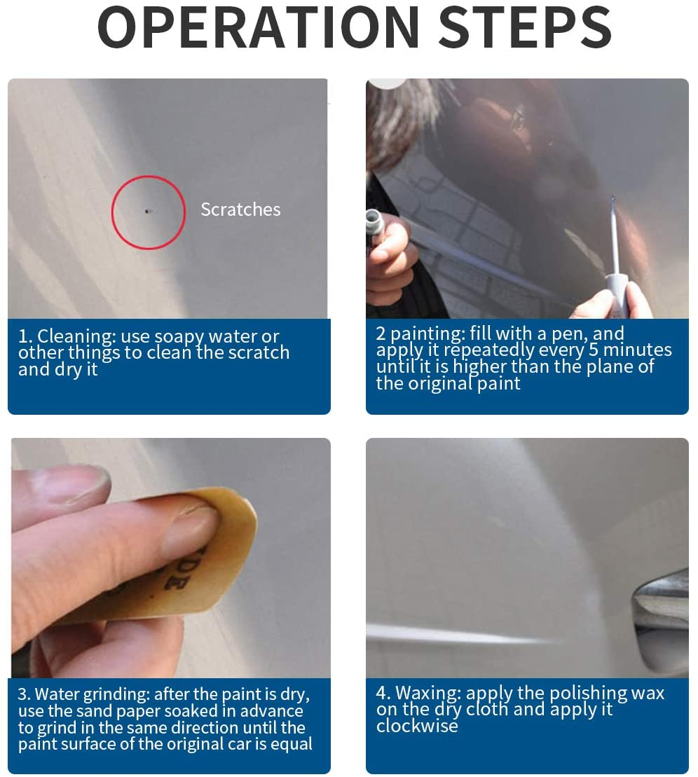 Touch up Paint for Cars Paint Scratch Repair, Waterproof Auto Scratch Remover Pen (Silver Black) - Black image number 2