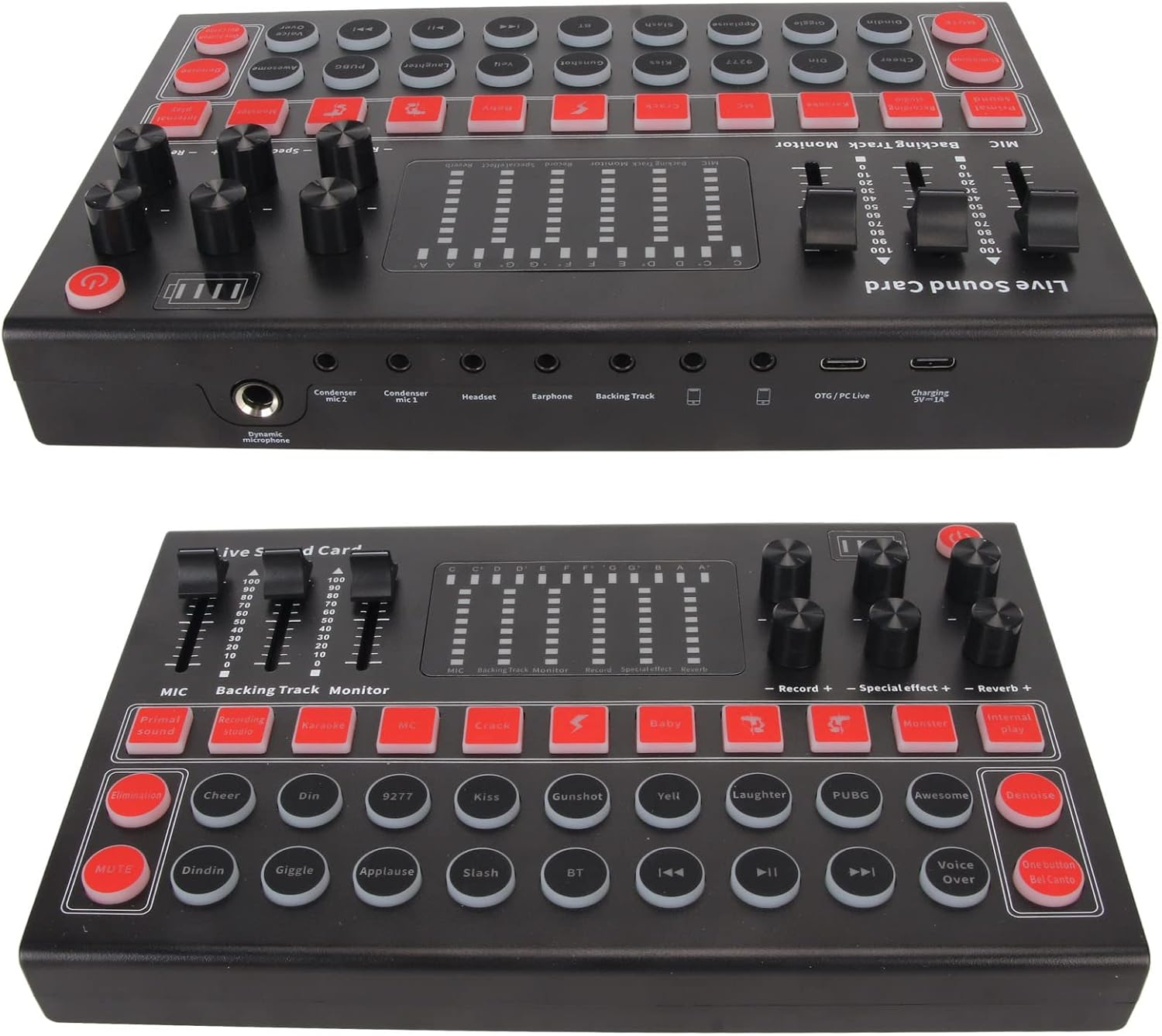 Live Sound Card, V8 Audio Mixer Podcast Interface with Voice Changer, BT Noise Cancellation Streaming Sound Card for Podcasting Live Recording, Treble Alto Bass Adjust Mixer image number 4