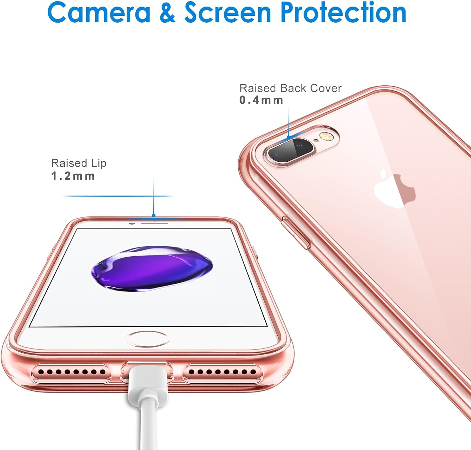 Jetech Case for Iphone 8 plus and Iphone 7 plus 5.5-Inch, Non-Yellowing Shockproof Phone Bumper Cover, Anti-Scratch Clear Back (Rose Gold) image number 5