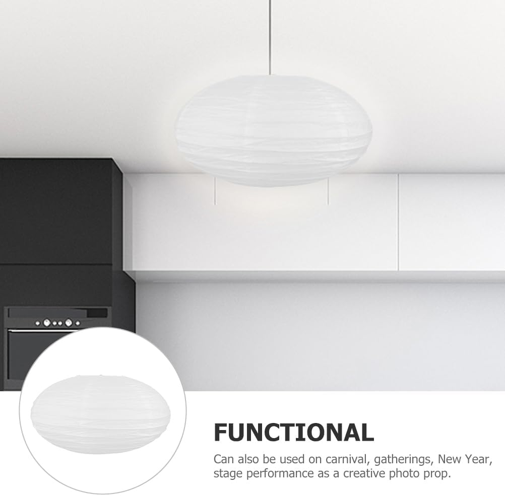 DECHOUS Paper Lampshade, Oval Lantern Handmade Ambient Lampshade Hanging Paper Lamp for Pendant at Home, 40&times;22 Cm image number 3