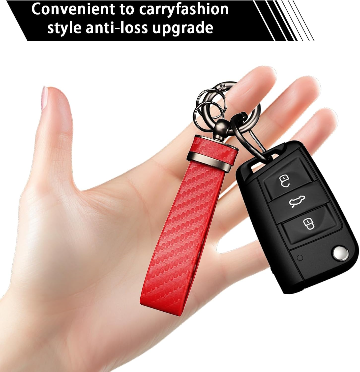 Car Keychain - Premium PU Leather Keyring with Anti-Loss D-Ring & 360&deg; Rotatable Key Chain and Screwdriver, Universal Key Chains for Key Fobs for Men and Women image number 3