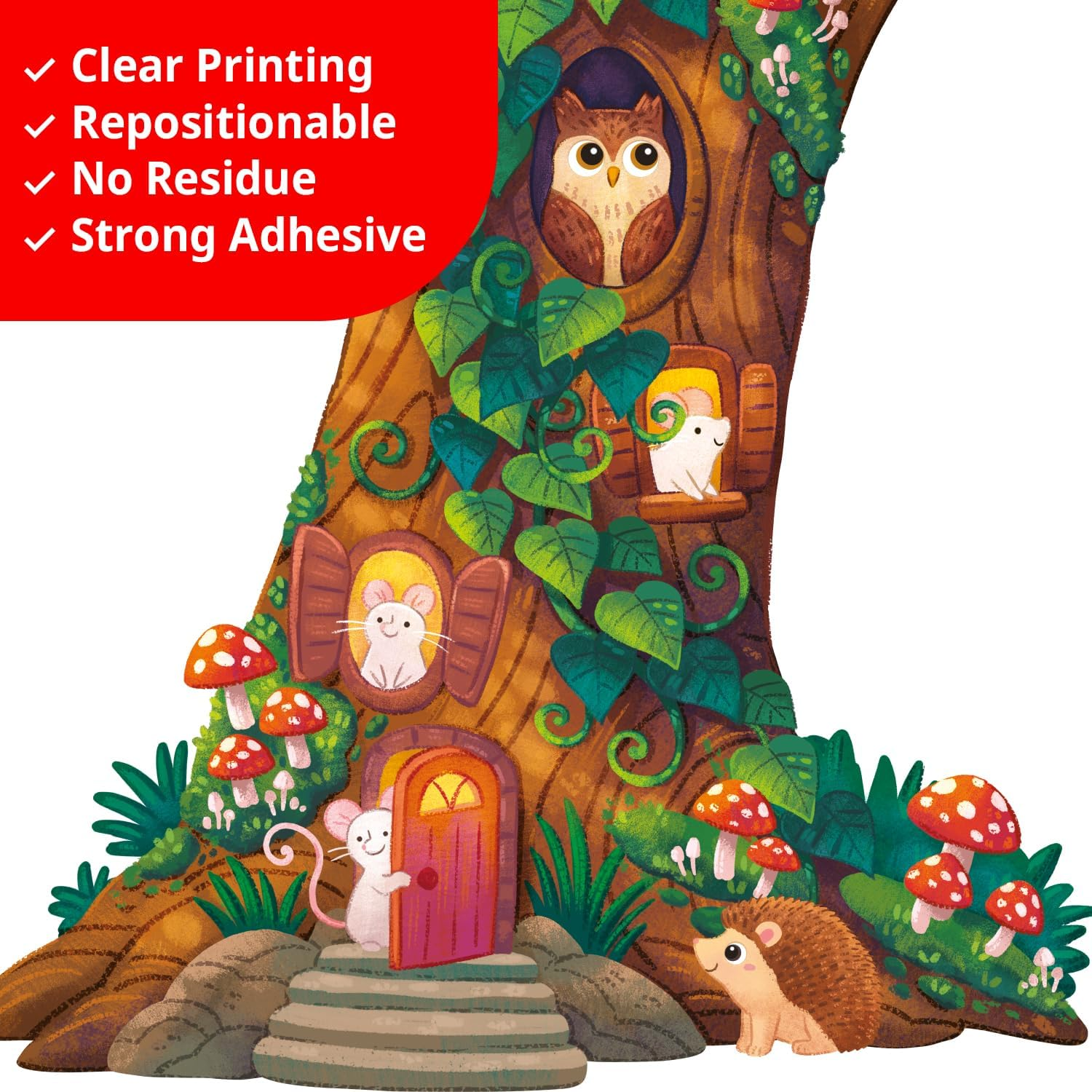 DECOWALL Treehouse Animal Wall Stickers &ndash; Monkeys, Owls, Birds & Squirrels Tree Decals for Kids Bedroom, Nursery or Playroom Decor (DL4-2303) image number 4