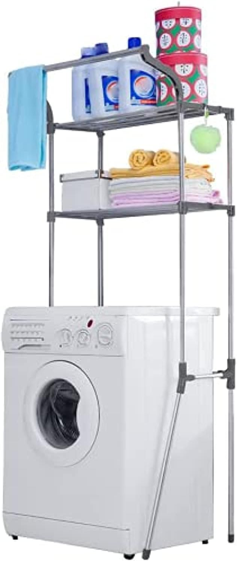 Baoyouni Bathroom Storage Shelf over Toilet Space Saver Washing Machine Standing Organizer 2-Tier (24.41~39.76 * 18.90 * 68.11In)