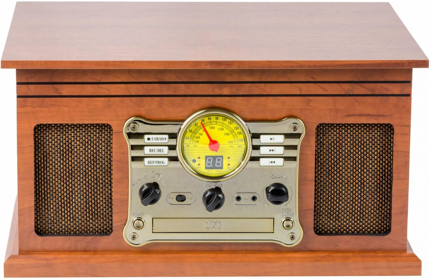 LENOXX Nostalgic Wireless Technology Recording Turntable Music Centre - Vintage Style, USB/SD Card/Cd/Radio/Vinyl Capabilities, Built-In Wireless Technology image number 1