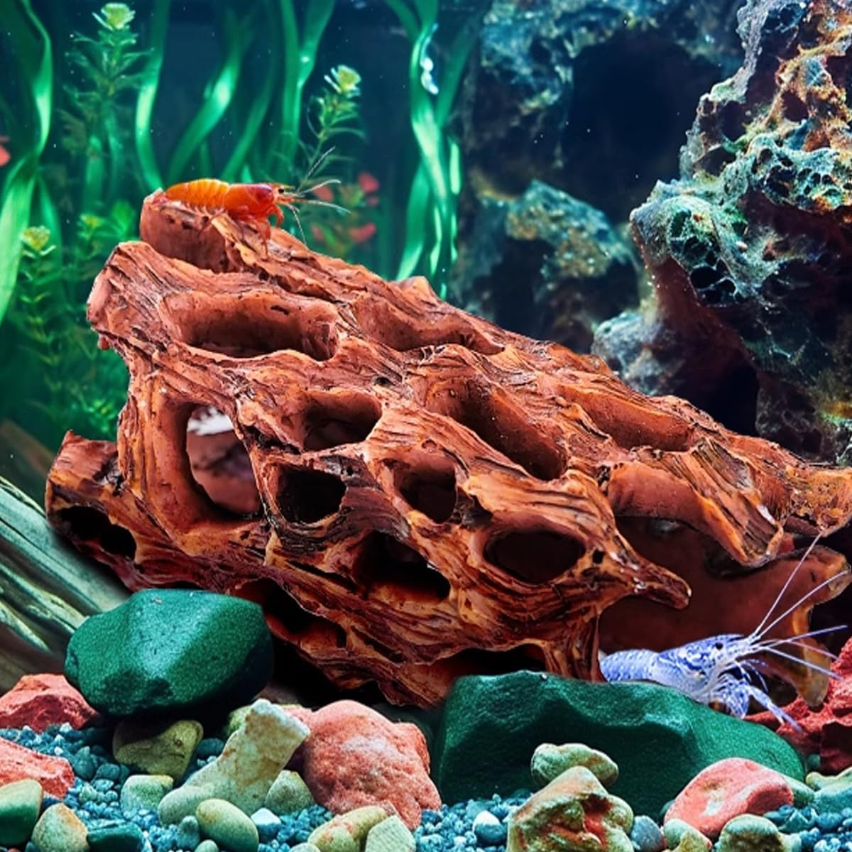 AIMALL Creative Shrimp House Decoration, Resin DIY Climbing Pet Decoration, Aquarium Landscape Castle, Fish and Shrimp Escape House, 4.13In and 6.10In