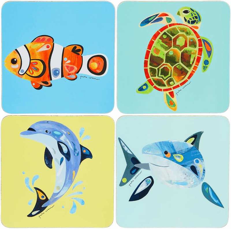 Maxwell & Williams Pete Cromer Ozzie Ocean Cork Back Coaster 10.5Cm Set of 4 Assorted Gift Boxed image number 5
