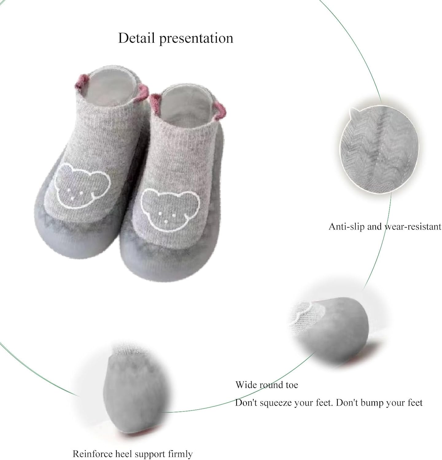 Baby Shoes First Time Walking Socks Shoes Non-Slip Lightweight Soft Rubber Soles Unisex Non-Slip Indoor Outdoor Floor