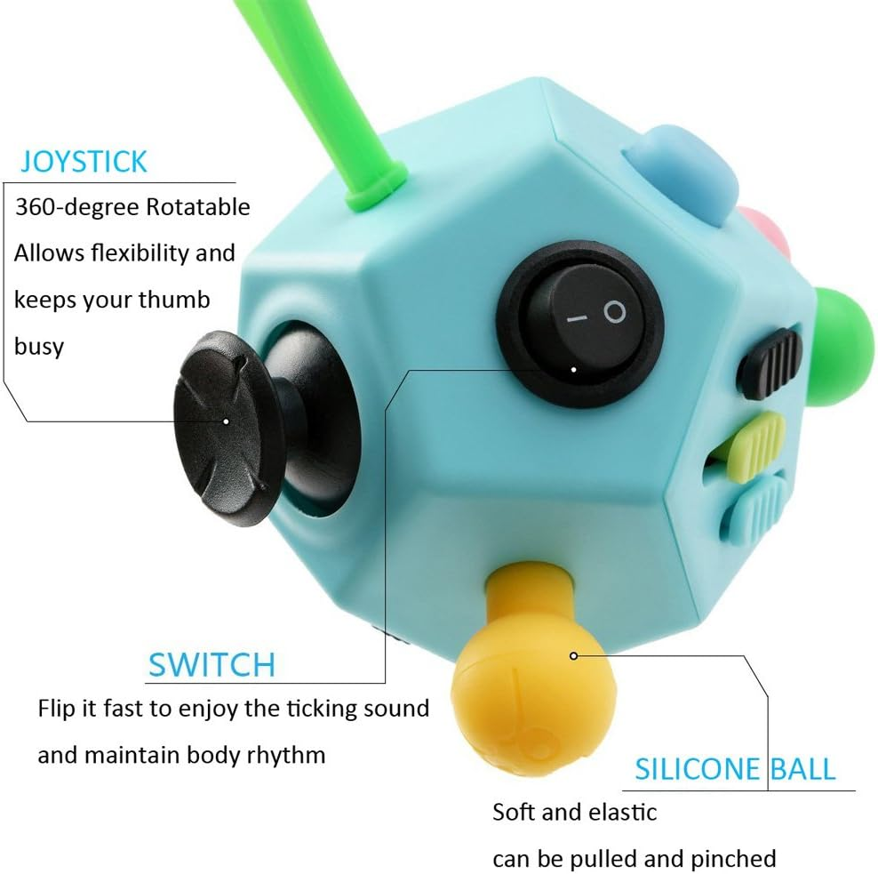 Fidget Toy 12 Sides Hand Dodecahedron Toys, Every Day Carry Fidgets Devices Relieves Stress and Anxiety Antidepression - for Children and Adult, Blue image number 2