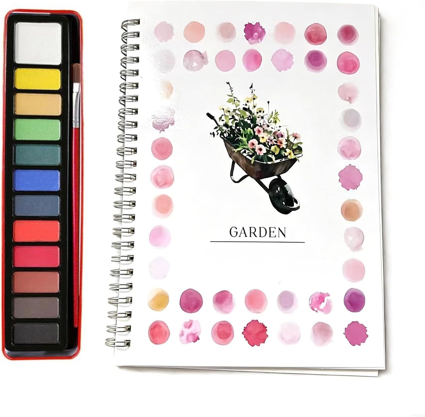 Water Colour Workbook for Adults&Beginners with 12-Color Paint Set and Brush - Premium Water Colour Painting Paper, Art Supplies Kit, Ideal Gift（Bouquets）