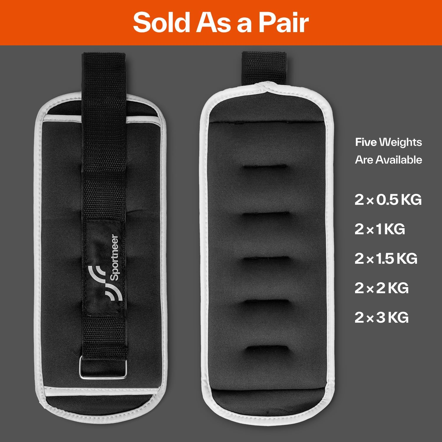 Sportneer Ankle Weights: 0.5 X 2/1 X 2 Kg Neoprene Ankle Wrist Arm Leg Weight Straps for Fitness Walking Jogging Workout image number 6