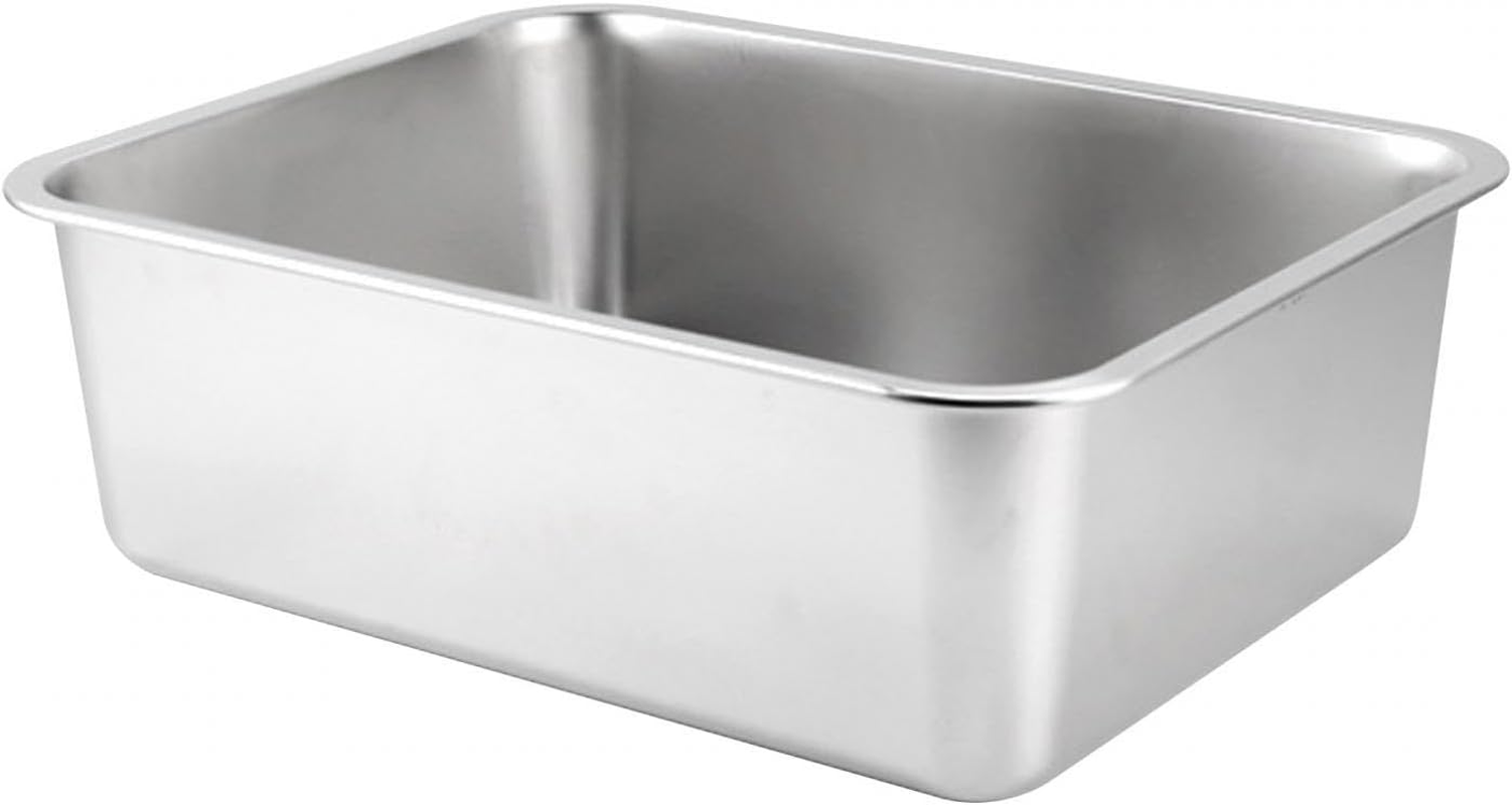 Cat Metal Kitten Litter Pan Kitten Potty Pan Rustproof Smooth Surface Top Open High Sides, 45X35X15Cm