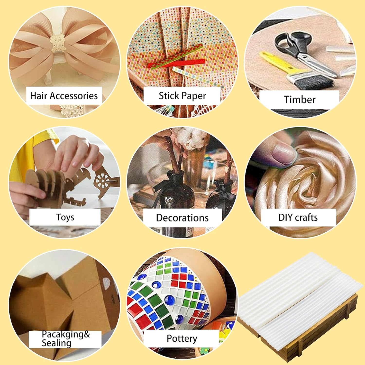 35PCS Hot Melt Glue Sticks Mini Glue Sticks for Mini Glue Guns DIY Crafts Seals Holiday Decorations(7X300Mm) image number 2