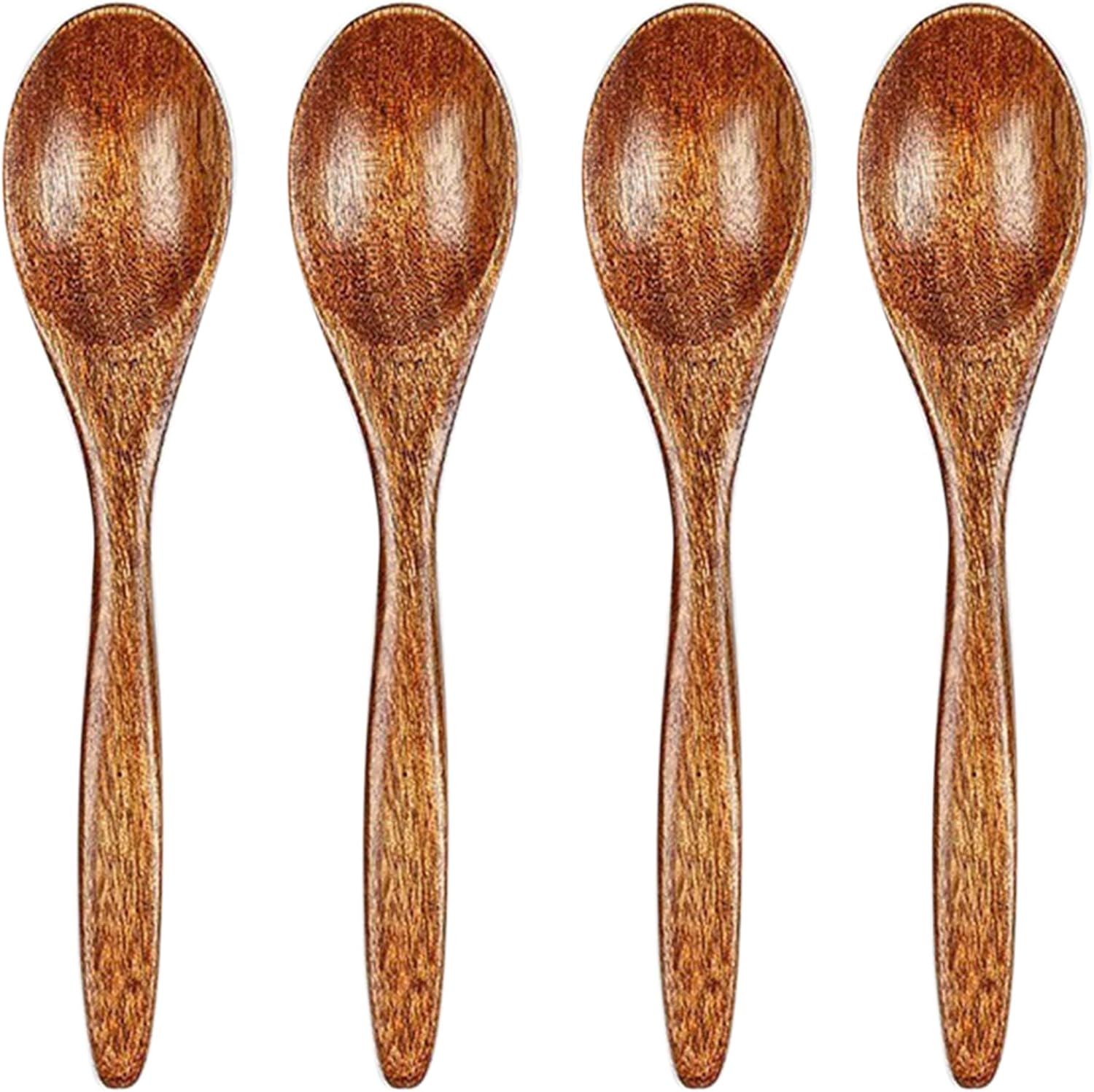 Wooden Spoons, 4 Pcs Wood Long Handle Spoon for Eating Mixing Stirring Cooking Kitchen Restaurant Utensils image number 1