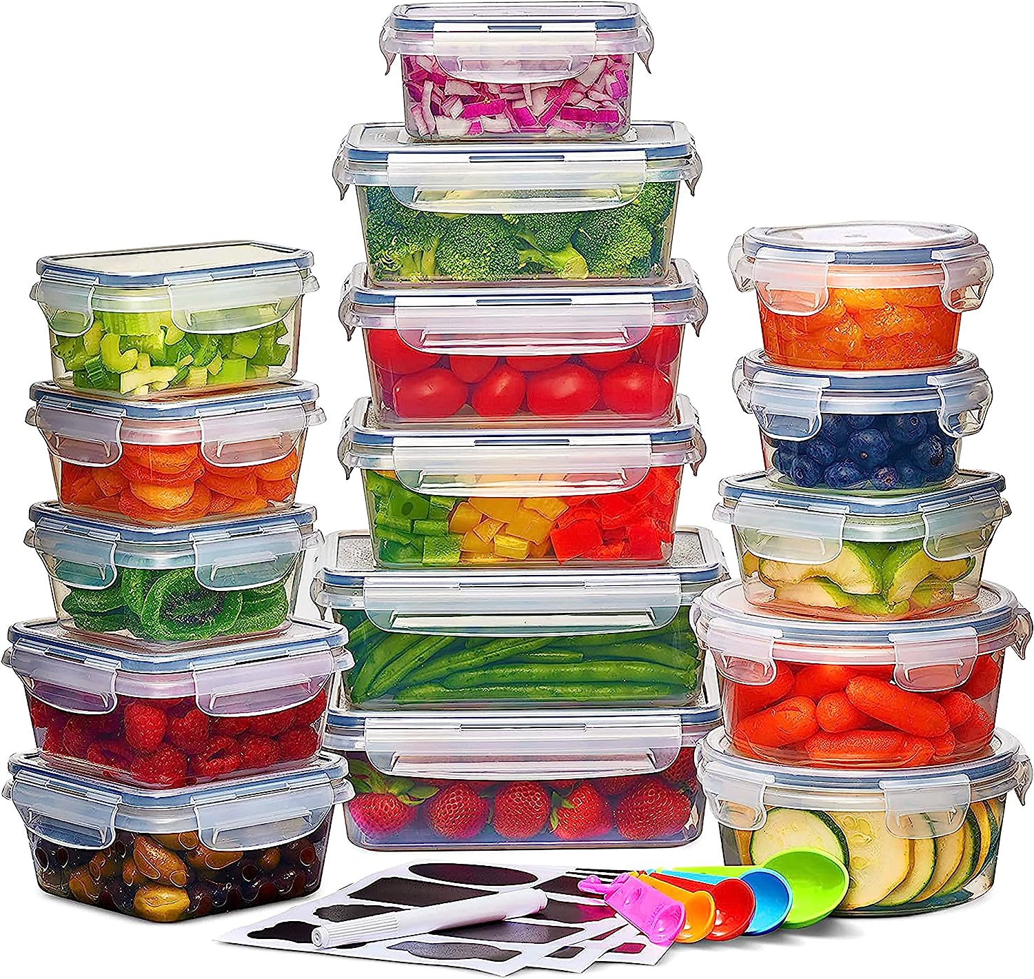 Food Storage Containers Set [16 Pack], RKINC Plastic Containers with Lids, Airtight Meal Prep Containers for Pantry Organization, Bpa-Free, Dishwasher, Microwave and Freezer Safe (16 Pack) image number 5