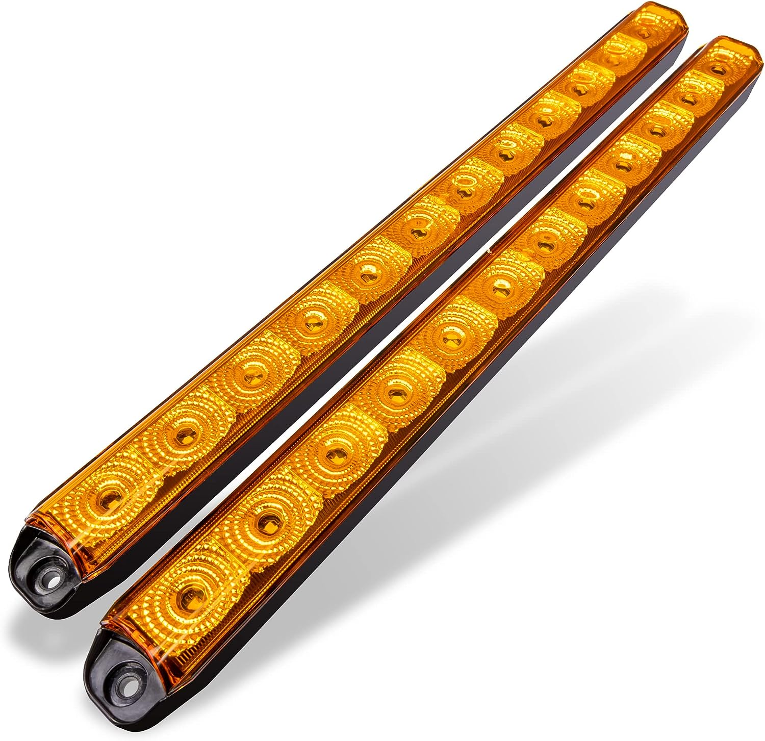 TRUE MODS 16" 12 Amber LED Light Bar [Hazard + Sequential Turn Signal] [DOT FMVSS 108] [SAE I6P2] [IP67 Submersible] Running Side Marker Rear Trailer Light for Motorcycle Utility Boat image number 4